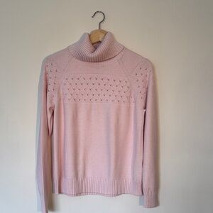 Banana Republic Factory Pink Pointelle Turtleneck Sweater